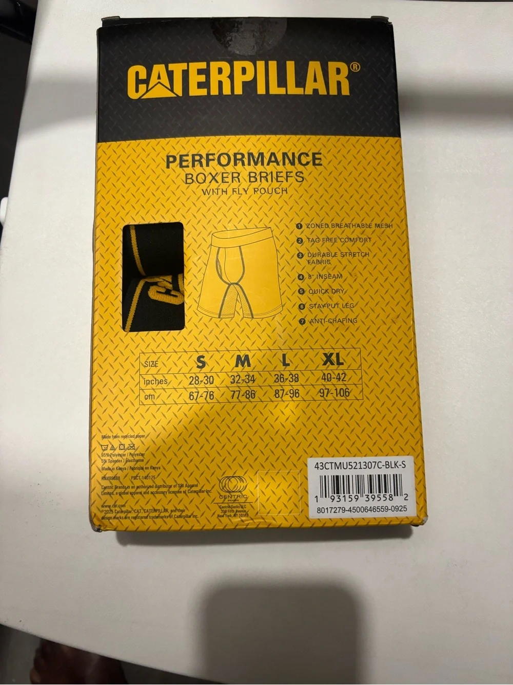 Caterpillar Black Boxer Briefs with Yellow Trim